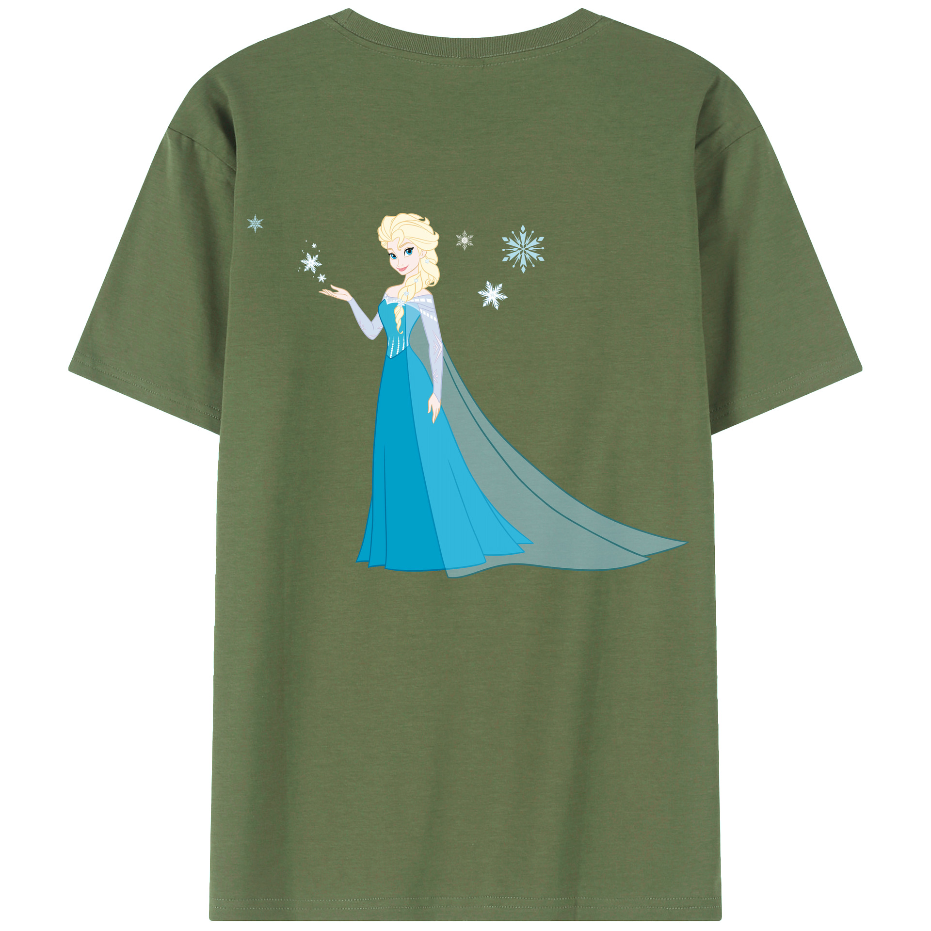 （画像用） アナと雪の女王 アンナ エルサ Frozen Anna Elsa 綿100％ メンズ半袖Tシャツ（バックプリント） 通気性